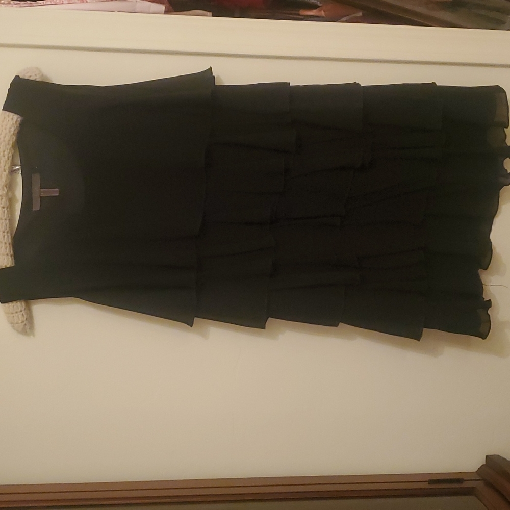 Ruffled black dress evening or casual Size: M